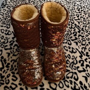 UGG Sequin Brown and Gold Boots